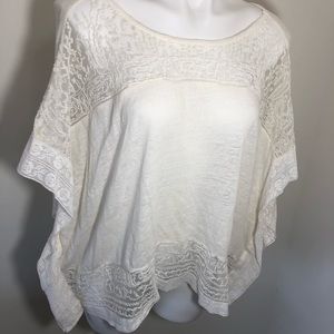 Lucky Brand White Lace Poncho Blouse